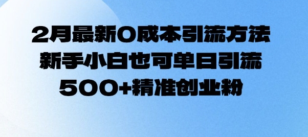 2月最新0成本引流方法，新手小白也可单日引流500+精准创业粉-不二学院