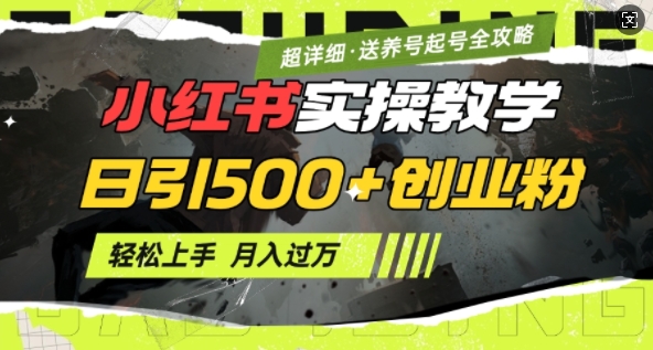 2月小红书最新日引500+创业粉实操教学【超详细】小白轻松上手，月入1W+，附小红书养号起号SOP-不二学院