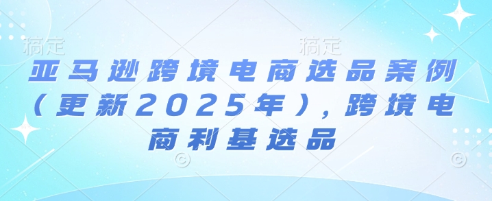 亚马逊跨境电商选品案例(更新2025年3月)，跨境电商利基选品-不二学院