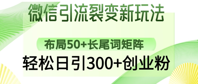 微信引流裂变新玩法：布局50+长尾词矩阵，轻松日引300+创业粉-不二学院