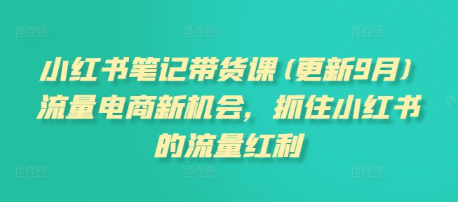 小红书笔记带货课(更新25年1月)流量电商新机会，抓住小红书的流量红利-不二学院