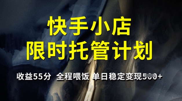 快手小店限时托管计划，收益55分，全程喂饭，单日稳定变现5张【揭秘】-不二学院