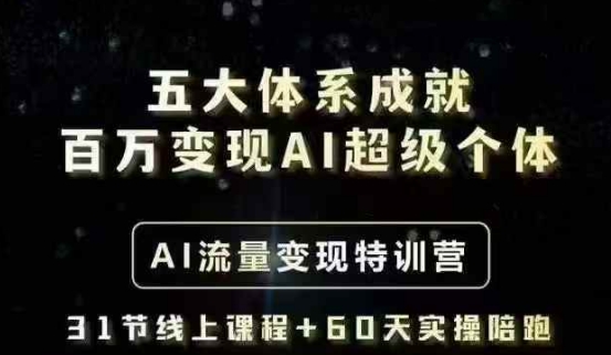 五大体系成就百万变现AI超级个体- AI流量变现特训营，一步一步教你一个人怎么年入百W-不二学院