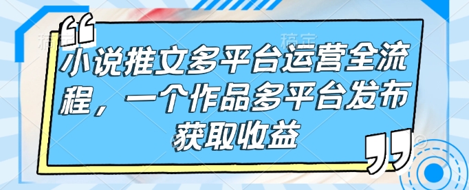 小说推文多平台运营全流程，一个作品多平台发布获取收益-不二学院