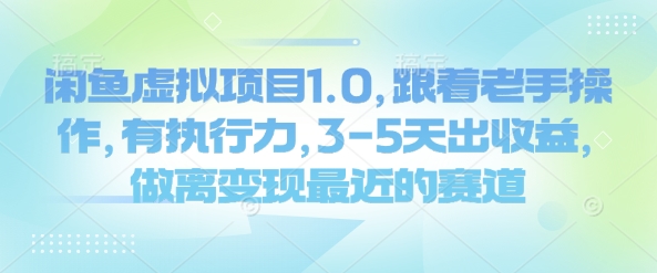 闲鱼虚拟项目1.0，跟着老手操作，有执行力，3-5天出收益，做离变现最近的赛道-不二学院