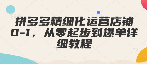 拼多多精细化运营店铺0-1，从零起步到爆单详细教程-不二学院