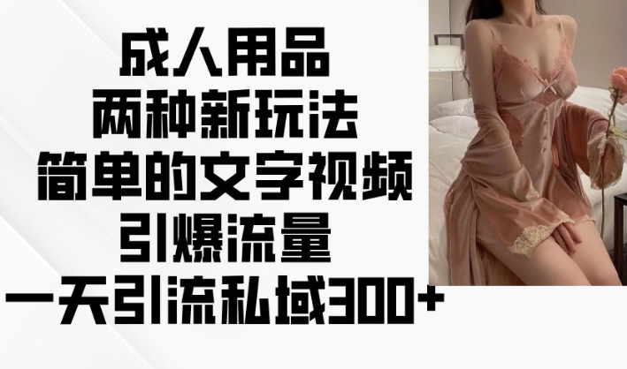 成人用品两种新玩法，简单的文字视频引爆流量，一天引流私域300+-不二学院