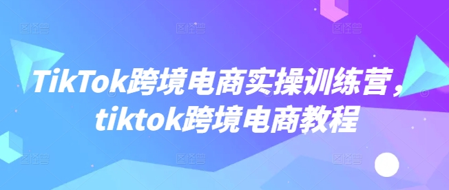 TikTok跨境电商实操训练营，tiktok跨境电商教程-不二学院