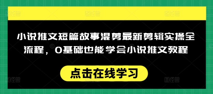 小说推文短篇故事混剪最新剪辑实操全流程，0基础也能学会小说推文教程，肯干多发日入多张-不二学院