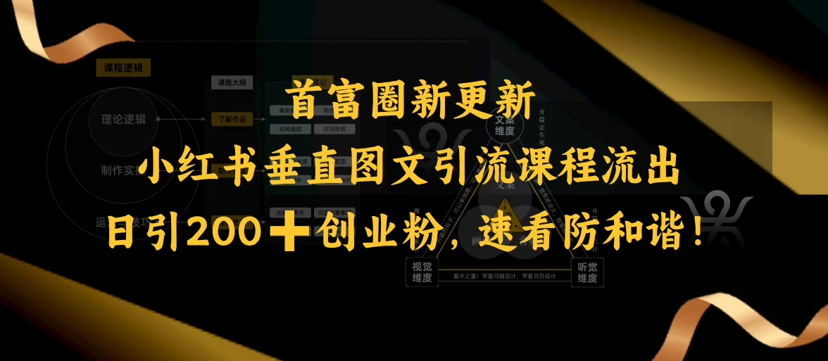 小红书垂直图文引流课程流出，日引200+创业粉，速看防和谐-不二学院
