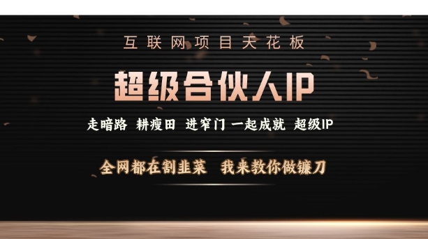 互联网项目天花板，超级合伙人IP，全网都在割韭菜，我来教你做镰刀【仅揭秘】-不二学院