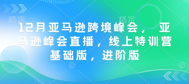 12月亚马逊跨境峰会， 亚马逊峰会直播，线上特训营基础版，进阶版-不二学院